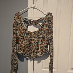 NWT Free People Floral Long Sleeve Women's Top Size L